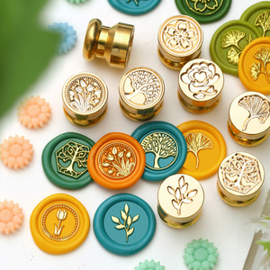 Sellos de Cera de la Serie Plantas en Miniatura, Cabezas de Sello de Latón de 1.5cm, Hoja y Rosa, Decoración para Diario - Product Image 1