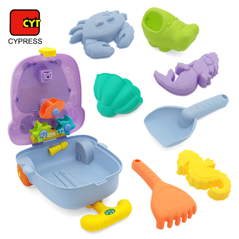 Eymobad – 11 Jouets De Plage Avec Seau Pliable, Pelle, Râteau, Moules – été, Sable, Eau, Pour Garçons Et Filles