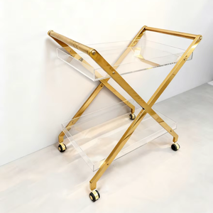 आधुनिक मोबाइल 2-टियर ऐक्रेलिक स्टोरेज कार्ट के साथ आधुनिक मोबाइल 2-टियर ऐक्रेलिक स्टोरेज गाड़ी - Product Image 1