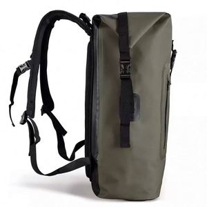 Sac à dos étanche 30L en bâche PVC 500D avec fermeture éclair imperméable pour camping, randonnée, pêche – Matériaux de doublure : polyester, nylon, toile - Product Image 4