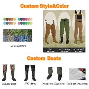 Cuissardes de pêche à la mouche personnalisées OEM/ODM, légères, 4 couches, en tissu respirant, imperméables, ajustables, avec chaussettes en néoprène - Product Image 6