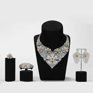 EXITOSO Luxury Dubai Bridal Jewelry Set CZ Crystal