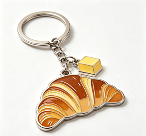 Llavero de Metal con Diseño de Croissant Esmaltado Personalizado, Recuerdo con Temática de Panadería - Product Image 4
