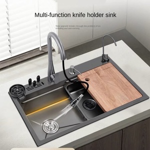 Lavello da Cucina YEETE in Acciaio Inox 304 con Rivestimento Nano, Portacoltelli, Vasca Singola Rettangolare, Montaggio a Incasso - Product Image 3