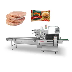 Automatische Voedsel Verpakking Machine Voor Bevroren Hamburger Hamburger Patty Flowpack