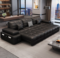 Canapé-lit modulaire minimaliste italien de luxe en cuir véritable STG réglable, couleur marron, pour hôtel, salon