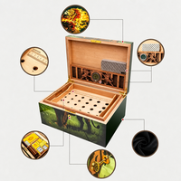 Humidor Cèdre Luxe Éco Résistant Humidité Portable Style Américain Carré Grande Capacité Hygromètre Humidificateur