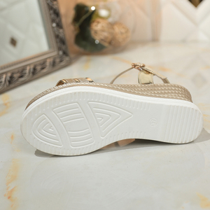 Sandales compensées à plateforme pour femmes, à bout ouvert, avec bride scintillante et boucle à la cheville, style <span class=keywords><strong>espadrille</strong></span>, chaussures d'été tendance pour femmes - Product Image 6