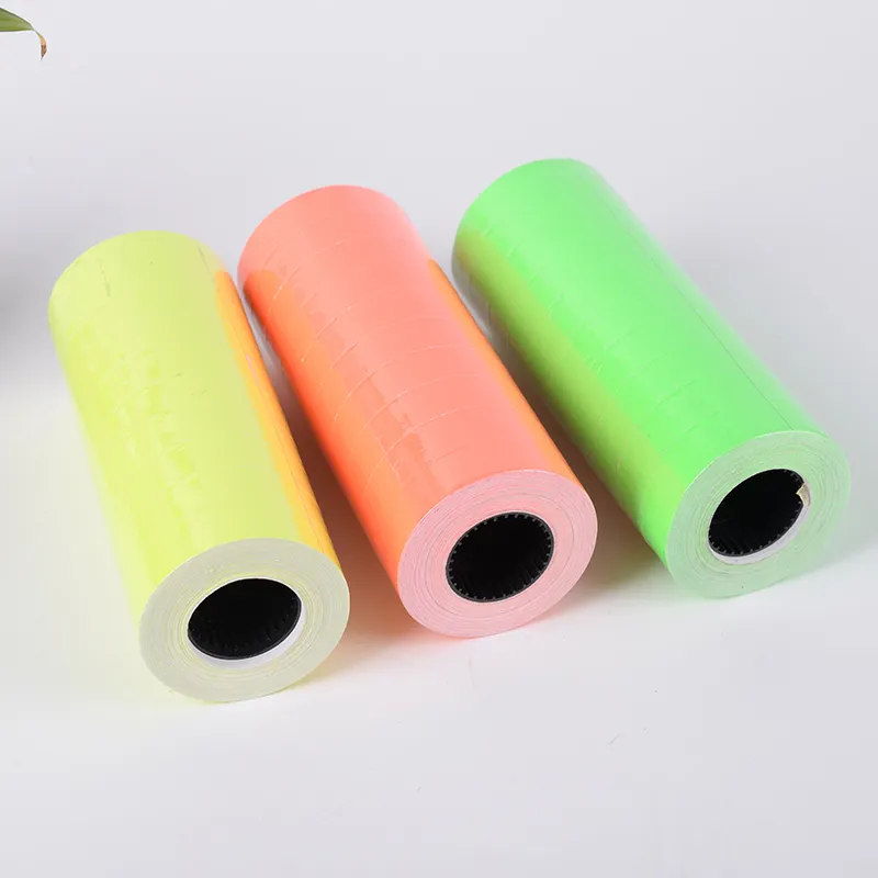 Etiqueta de papel autoadesiva colorida, rolo de etiqueta rosa laranja amarelo verde para varejo, superfície, preço de marcação
