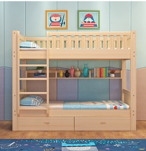 Set di Mobili <span class=keywords><strong>per</strong></span> Camera da Letto in Legno Massello Ecologico Moderno <span class=keywords><strong>per</strong></span> Bambini 0-3 Anni, Letto a Castello con Libreria e Armadio, Culle <span class=keywords><strong>per</strong></span> Neonati - Product Image 2