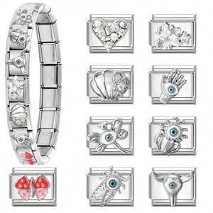 Italian Micro-inlaid Steel Bottom Module Creative DIY Fashion Charm <b>Bracelets</b> with Sweet Spliceable Jewelry Accessories - Product Image 2
