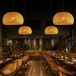 Lampe suspendue en bambou tressé, style rétro <span class=keywords><strong>zen</strong></span>, salon, salle à manger, cuisine, manoir, personnalité créative - Product Image 5