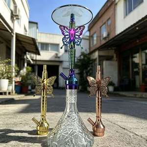 Butterfly <b>Hookah</b> Set Aluminum Narguile Glass Base Metal Tobacco <b>Pipe</b> Lounge Bar Gift - Product Image 4