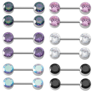 Anillos <span class=keywords><strong>de</strong></span> Pezón <span class=keywords><strong>de</strong></span> Acero Inoxidable Gaby, Impermeables, Geométricos, Modernos, con Rosca Interna, para <span class=keywords><strong>Piercing</strong></span> Corporal en el <span class=keywords><strong>Pecho</strong></span> - Product Image 1