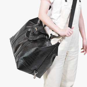 Sac à dos en cuir vegan tendance, sac de voyage en cuir de crocodile, sacs fourre-tout pour femmes et hommes - Product Image 3