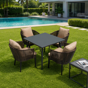 Juego de <span class=keywords><strong>Mesa</strong></span> y Sillas Plegables para Jardín, de Aleación de Aluminio, Resistentes al Agua y a los Rayos UV, para Parque o Villa - Product Image 1