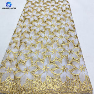 Sinya Offre Spéciale fête de mariage voile de coton suisse et écharpe dentelle en suisse 100% dentelle de Voile de coton avec robe en dentelle de pierres - Product Image 4