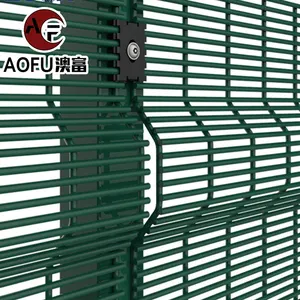 Chinese industrial 358 security fence powder coating anti climbing welded fencing 358 Green polyester Boundry wall fence