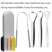 Nettoyant pour la langue en forme de U, gratte-langue en acier inoxydable, outil de soins bucco-dentaires réutilisable, étanche, écologique, portable, avec rangement