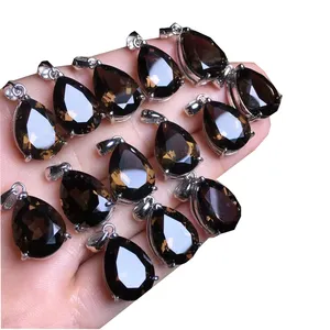 Wholesale Natural Crystal Healing necklace s925 silver Pendant smoky quartz Pendant For Love Gifts