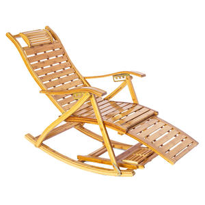 Chaise de détente en bambou réglable, fauteuil à bascule décontracté pour balcon, balançoire d'extérieur, chaise longue pour adulte - Product Image 3