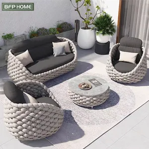 BFP One Stop professionnel Collocation Patio meubles d'extérieur canapé en rotin Curl canapé en rotin loisirs chaise longue ensembles de jardin