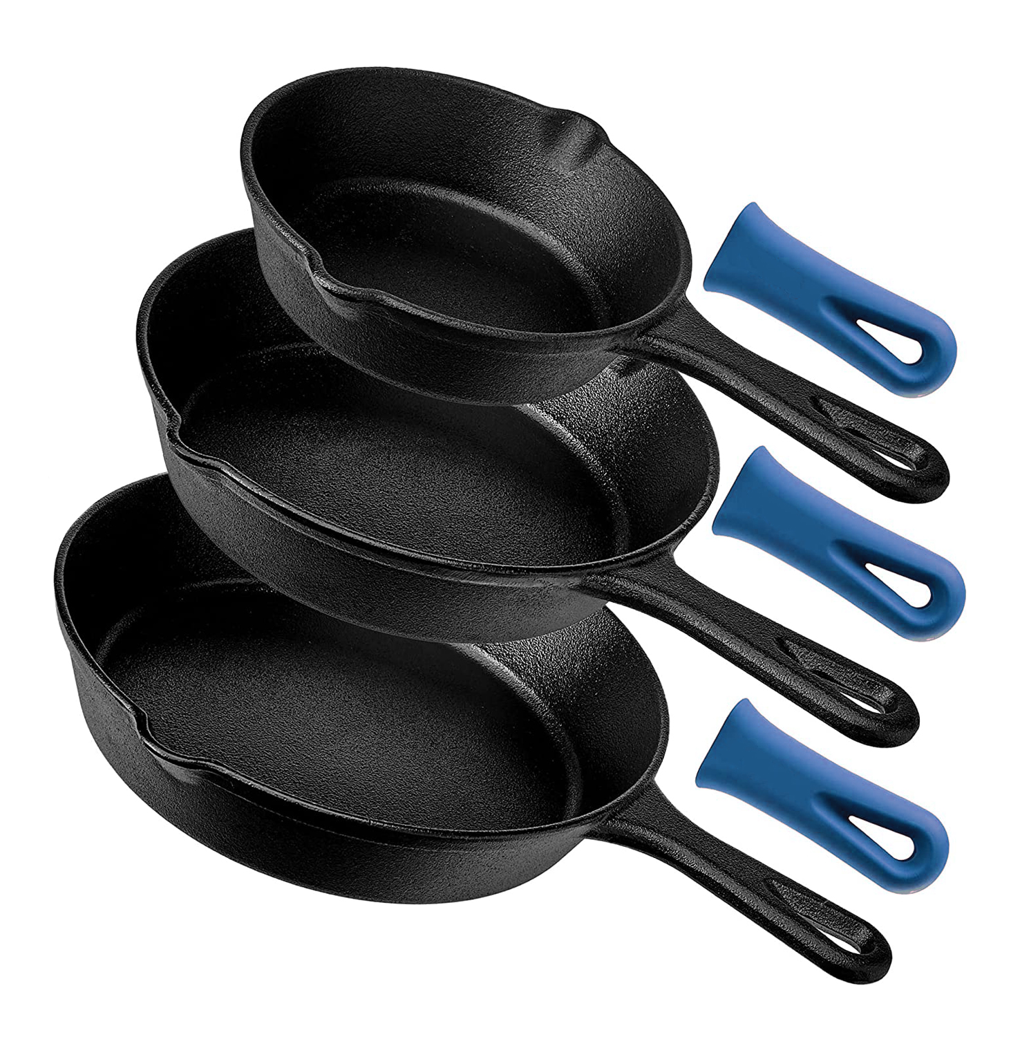 Горячая Распродажа Посуда Набор Предварительно опытный чугунная сковородка для жарки из 3 предметов открытый круглый антипригарный сотейник литого железа