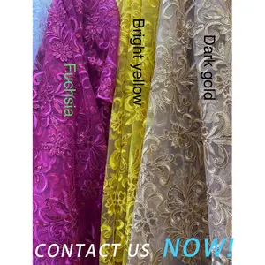 Floral Embroidered Mesh Lace With Sequins Escalloped Edge Non-Stretch Many Colors Sells By The Yard 54" Wide