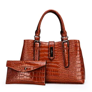 Borse da donna di design in pelle vegana di lusso di vendita calda borse a grana di coccodrillo di grande capacità set borse da donna eleganti di moda