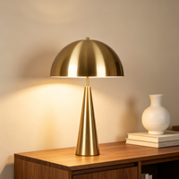 Lampe de table de luxe pour la maison avec base en acier inoxydable, lampe LED, abat-jour en forme de champignon, lumière unique pour le salon, la chambre à coucher, lampe de chevet
