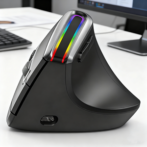 Ratón Ergonómico Inalámbrico de Modo Dual con Retroiluminación RGB 8D, Ratón Vertical Recargable para PC y Tablet - Product Image 1