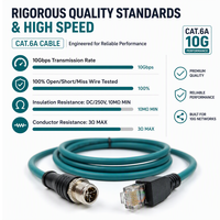 Cable Conector Ethernet M12 X Code a RJ45 de 10 Gbps, Cable Sensor CAT6A Blindado IP67 a Prueba de Agua para Automatización de Máquinas