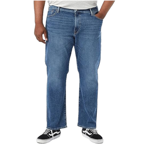 Jeans de Mezclilla para Hombre Sunny Well, Corte Holgado, Recto, con Botones, Lavado Enzimático, Acabado Desgastado, Spandex/Algodón, Casual - Product Image 1