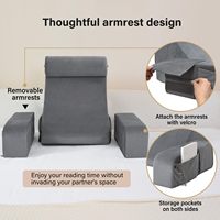 Abnehmbare Armlehnen Rückenstützkissen aus Memory-Schaum, Ergonomisches Lesekissen mit Waschbarem Bezug