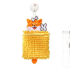 <span class=keywords><strong>Serviette</strong></span> <span class=keywords><strong>à</strong></span> main brodée en chenille motif animal de dessin animé mignon, séchage rapide, <span class=keywords><strong>à</strong></span> suspendre, pour la maison, la cuisine et la salle de bain - Product Image 4