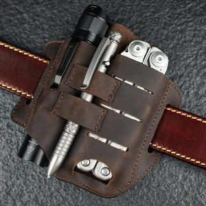 Outdoor Edc Echt Lederen Multitools Schede Gereedschap Mes Riem Zaklamp Clip <span class=keywords><strong>Holster</strong></span> Etui Met Sleutelhouder - Product Image 5