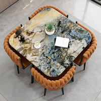 Ensemble de table à manger rectangulaire moderne avec cadre en métal convertible, 4 chaises pour la maison, le bar, le restaurant, la villa, meubles