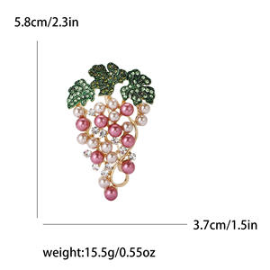 Broche en alliage ornée de strass en forme de raisin, nouvelle collection 2026, bijou de luxe haut de gamme <span class=keywords><strong>pour</strong></span> femme, idéal <span class=keywords><strong>pour</strong></span> les banquets, cadeau élégant, épingle <span class=keywords><strong>pour</strong></span> col de veste - Product Image 5