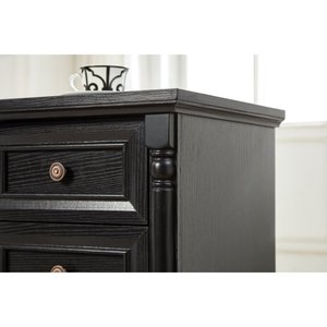 Farmhouse Style 3 <b>Drawer</b> Sofa <b>Side</b> <b>Table</b> Tall Rustic Wood Square Nightstand Wooden Base Roman - Product Image 4