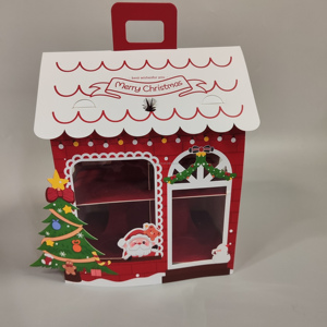 Caja Plegable Ecológica para Cupcakes - Contenedor de Cartón Gris con Diseño de Casa Navideña para 8 Piezas, Servicio de Logotipo Personalizado - Product Image 5