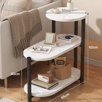 Table d'appoint ovale moderne à 3 niveaux avec bord épais, table basse portable pour salon, mobilier écologique