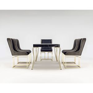 Ensemble de table à manger rectangulaire moderne Rosse, 6 pièces, structure en métal, meubles durables pour la maison et la cuisine, Turquie - Product Image 2