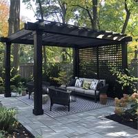 Pergola extérieure intelligente à toit bioclimatique à lames orientables, structure en aluminium pour salon de jardin et espace de vie extérieur, sur mesure