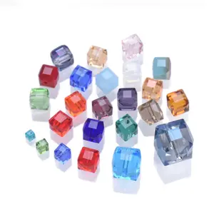 4mm 6mm 8mm Cube Square Faceted Crystal Glass Loose Crafts Beads Wholesale Lot for Jewelry Making DIY