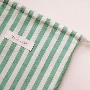 High Quality Reusable Eco-Friendly Cotton Canvas Gift Jewelry Storage <b>Pouch</b> Custom Stripe Pattern Cotton <b>Drawstring</b> Bag - Product Image 3