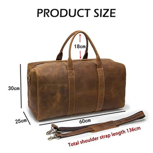 Custom Designer Logo Large Waterproof Portable <b>Duffel</b> <b>Bag</b> Genuine Leather Heavy Duty Travel Luggage for Men & Women - Product Image 5