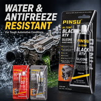 PINSU Mastic d'étanchéité neutre en silicone RTV noir haute température pour moteur automobile, boîte de vitesses, travail du bois et construction