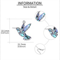 Collier pendentif colibri en argent sterling 925 avec coquille d'ormeau, bijoux oiseaux pour femmes, vente en gros d'usine