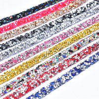 1 cm Breites Funkelndes Kristall-Strassband Hot-Fix-Klebeband Exquisites Kleidungszubehör Aufbügelapplikation für Kleider Torten Basteln