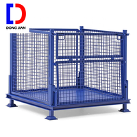 Conteneurs en treillis métallique pliables et empilables DONGJIAN pour stockage industriel, cage à palettes pliable avec couvercle ou capot pour pièces automobiles